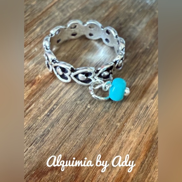 Alquimia Silver and Blue Ring with Intricate Design - Picture 1 of 2